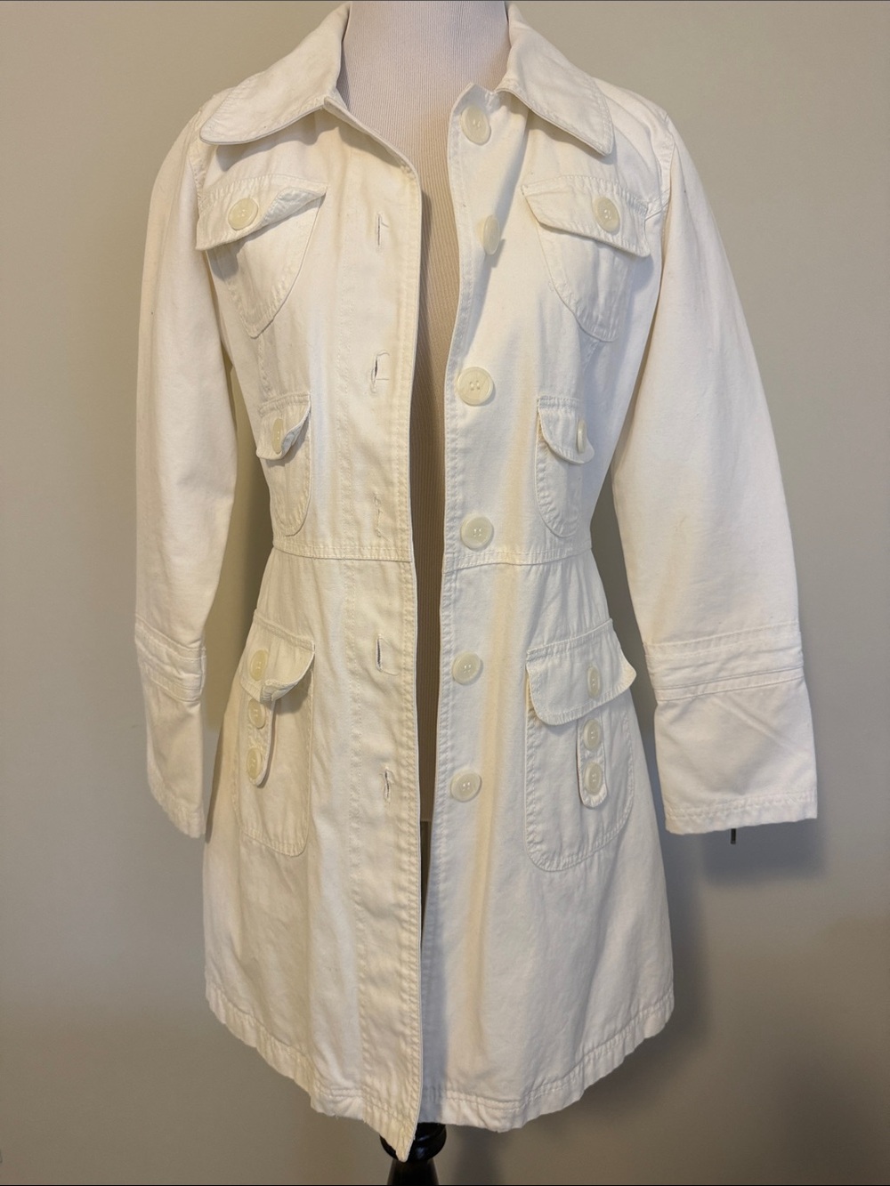 Tulle White Utility Trench Jacket